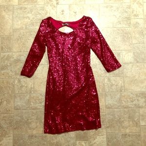 Red sequin dress